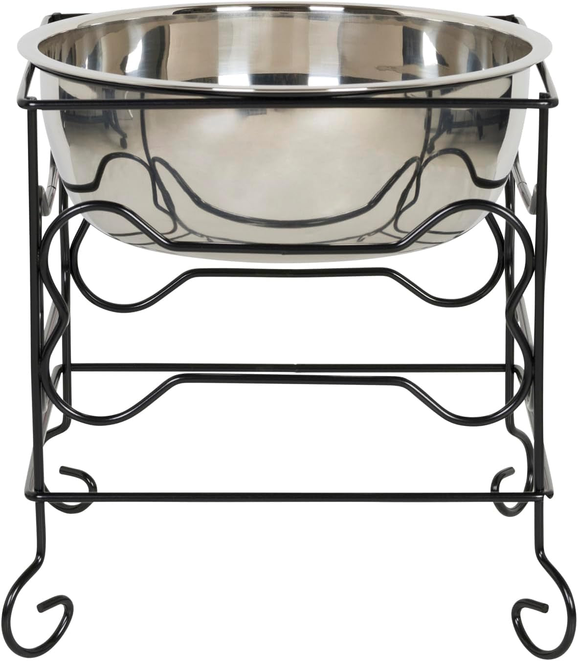 Large Wrought Iron Stand with Stainless Steel Dog Bowl