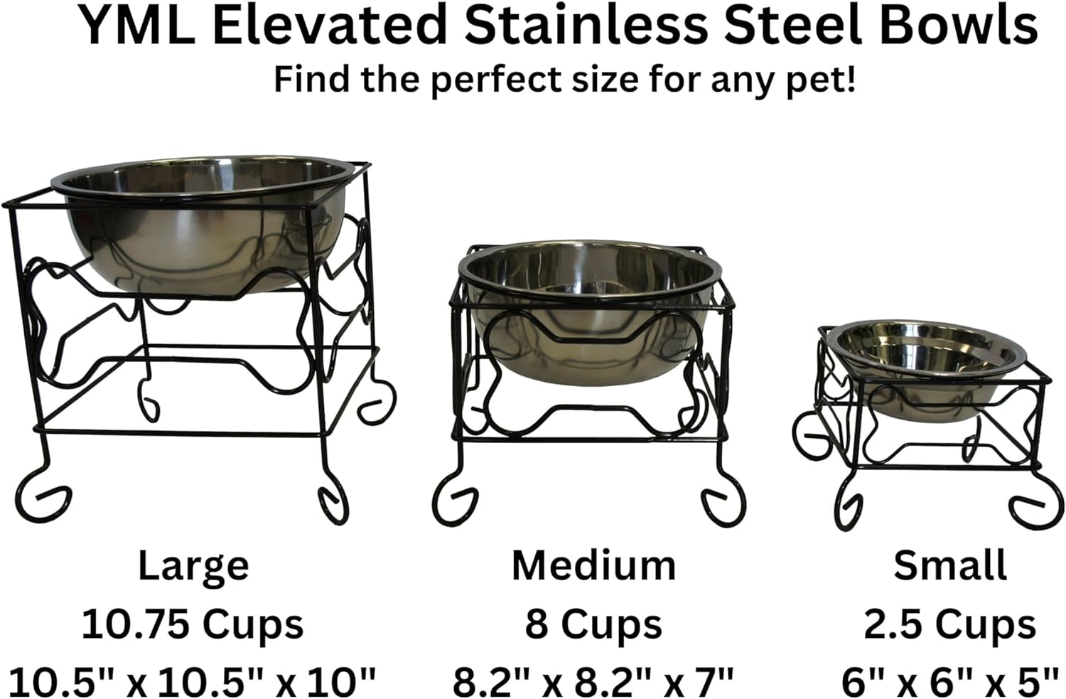 Large Wrought Iron Stand with Stainless Steel Dog Bowl