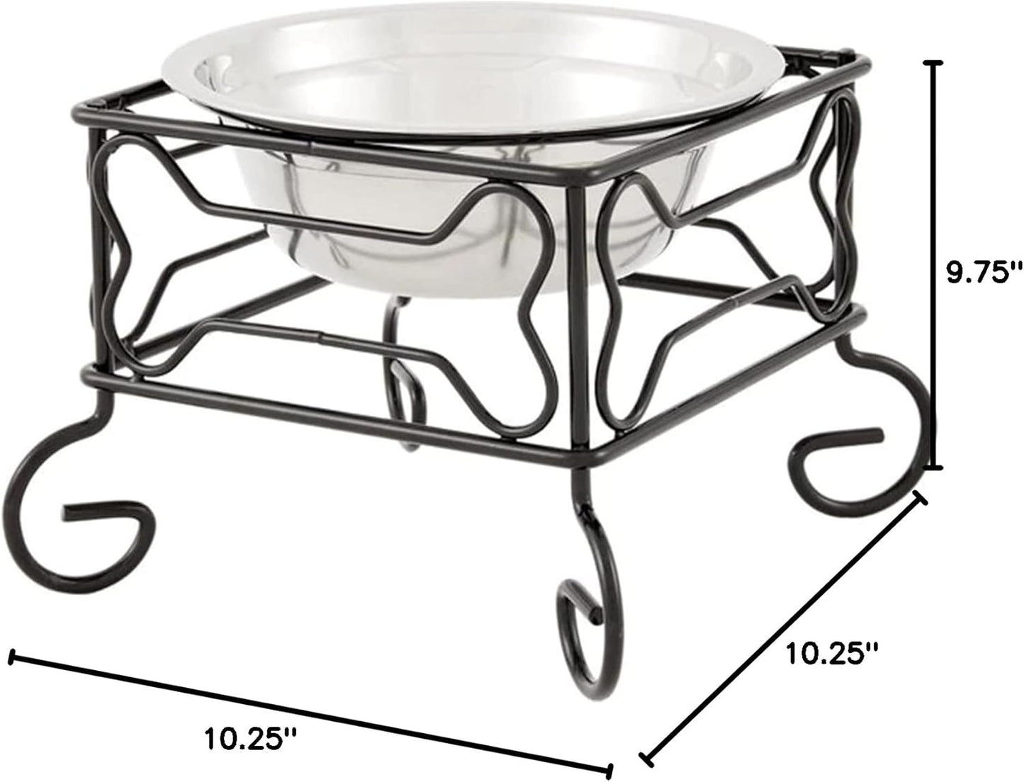 Large Wrought Iron Stand with Stainless Steel Dog Bowl