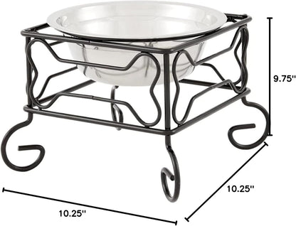 Large Wrought Iron Stand with Stainless Steel Dog Bowl