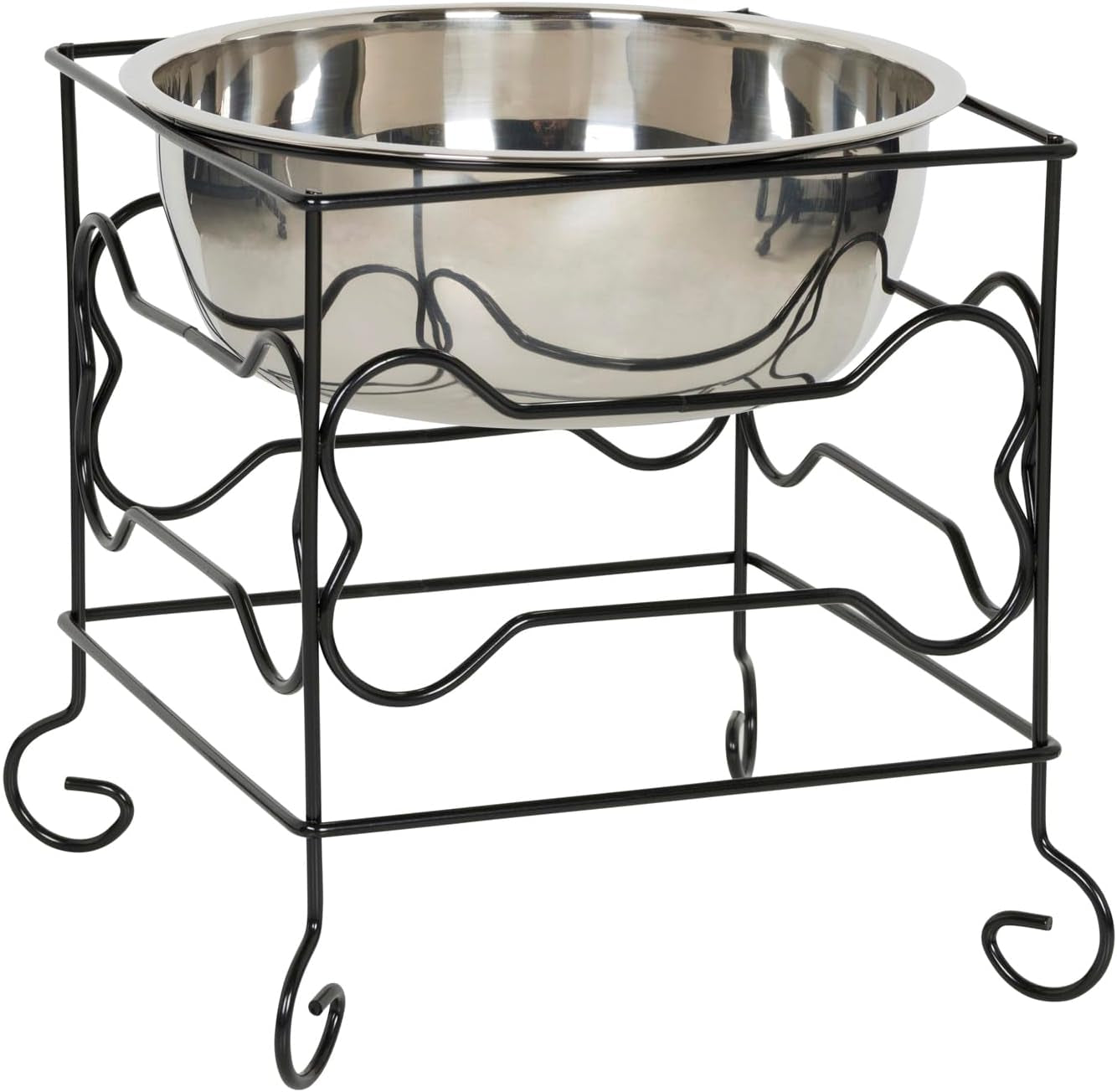 Large Wrought Iron Stand with Stainless Steel Dog Bowl
