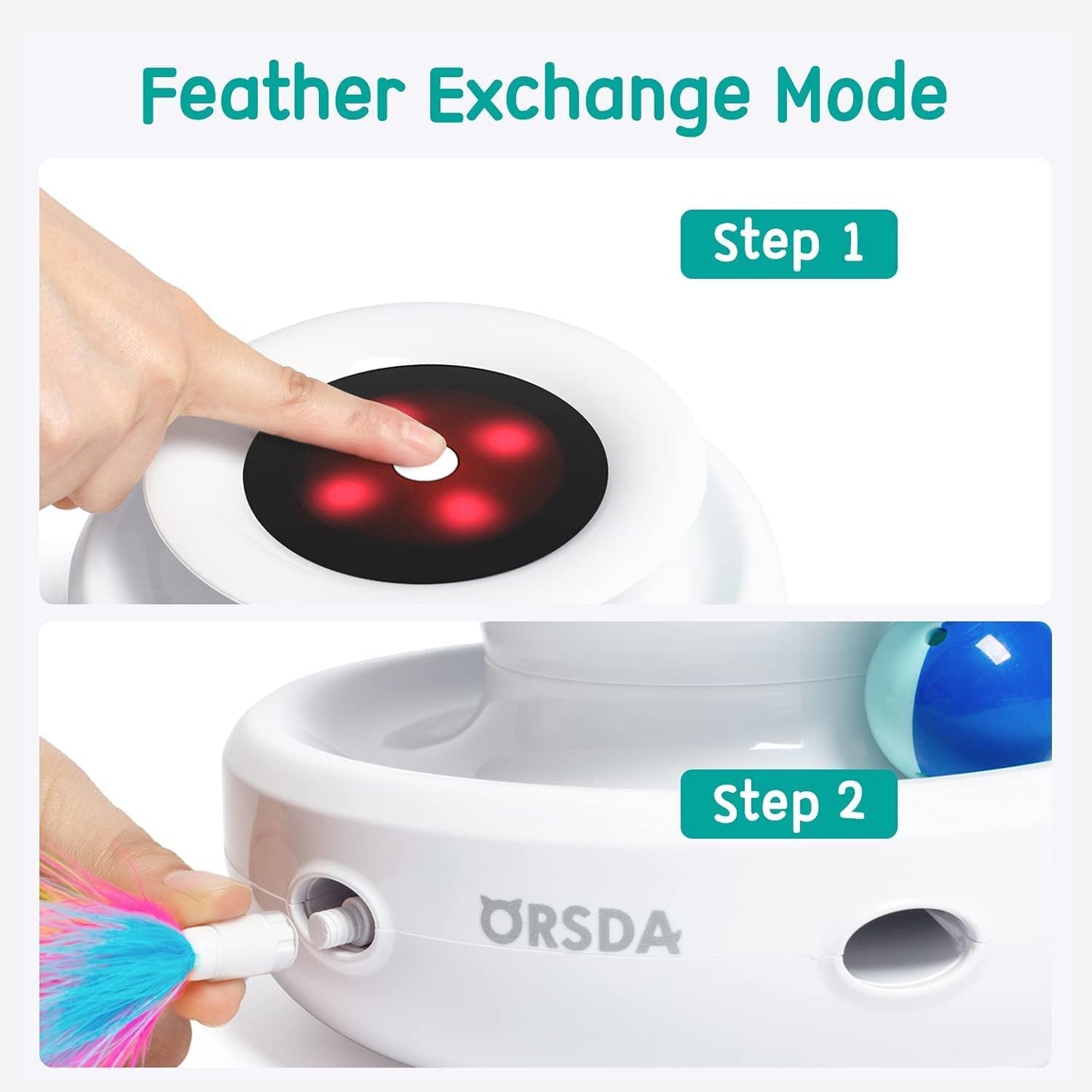 2-in-1 Interactive Cat Toys for Indoor Cats - Automatic Toy Balls and Mice with Feather Attachments, Dual Power Supplies, Adjustable Speed, and Auto On/Off Feature